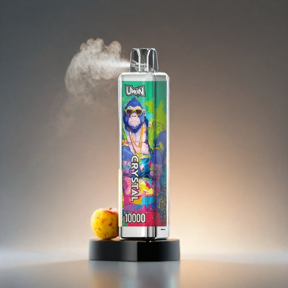 UWIN Crystal 10000 Puffs Norge Engros – Fersken Mango Ananas – 18ml E-Liquid, 650mAh, Type-C, 0.8 Ohm Mesh Coil, RGB Lys