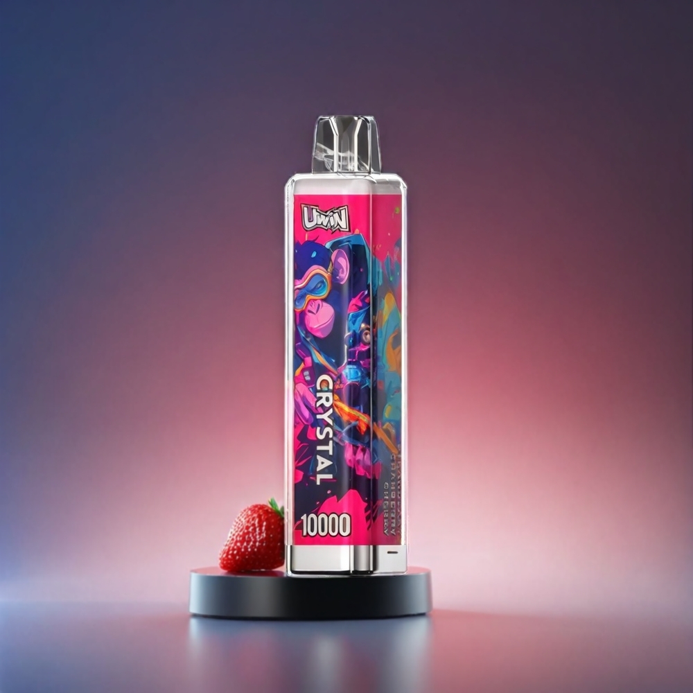 UWIN Crystal 10000 Puffs Norge engros – Jordbær, Tranebær, Kirsebær – 18ml, 650mAh, Type-C, 0.8 Ohm Mesh Coil, RGB-lys