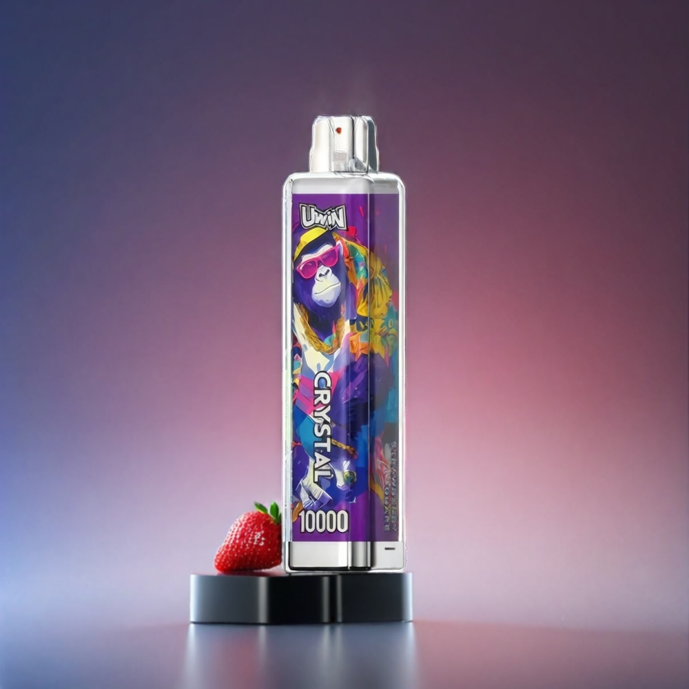 UWIN Crystal Norge engros 10.000 Puffs Jordbær Drue 18ml Type-C Ladning 650mAh RGB Lys