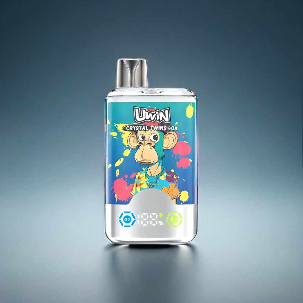 Norge engros UWIN Crystal Twins 40000 Puffs Blueberry On Ice og Summer Peach Ice – 32ml E-væske, 850mAh Batteri, Type-C Lading, 0.6 Ohm Mesh Coil