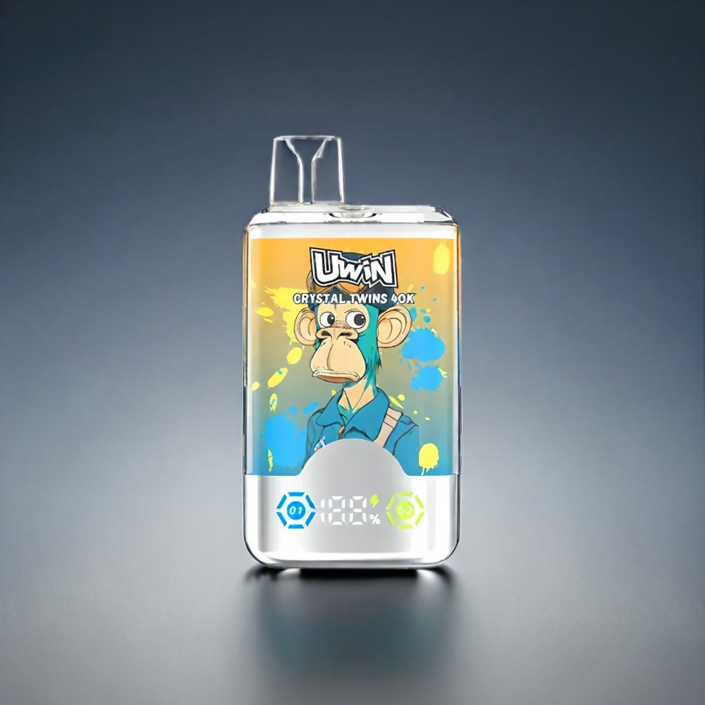 UWIN Crystal Twins 40000 Puffs Norge Engros - Blåbær Bringebær Kirsebær Is, 2 Smaker, 850mAh, Type-C, 32ml