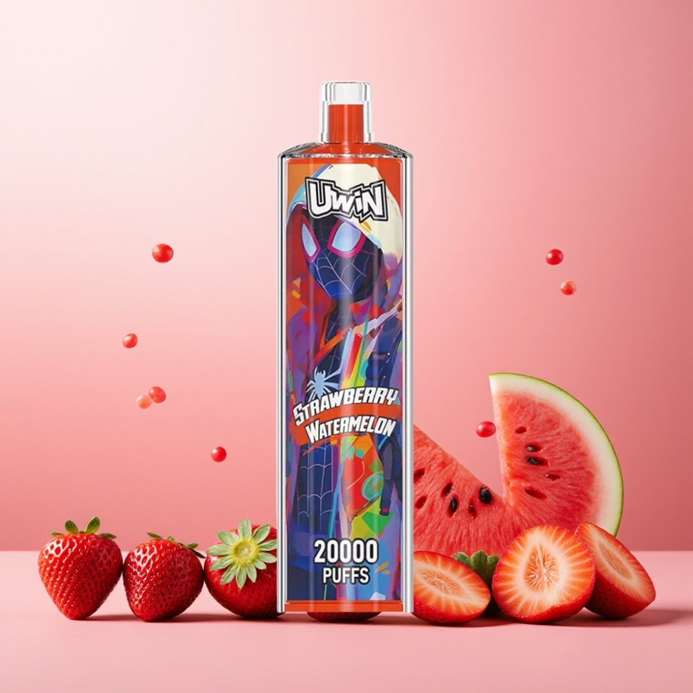 Uwin Shisha Hookah Crystal 20000 Puffs Norge Engros med 22ml Kapasitet, 650 mAh Batteri og Type-C Lading – Jordbær og Vannmelon