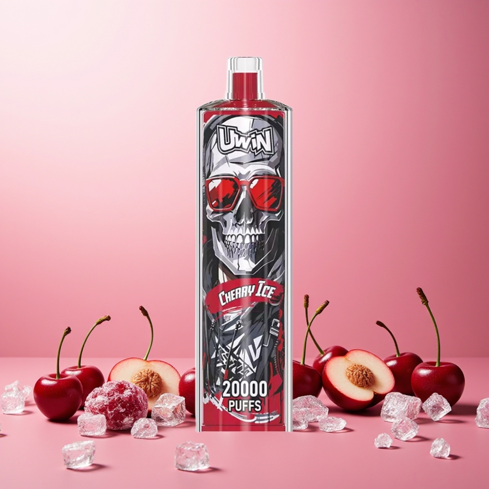 Uwin Shisha Hookah Crystal 20000 Puffs Norge Engros med 22ml Kapasitet, 650 mAh Batteri og Type-C Lading – Kirsebær Is