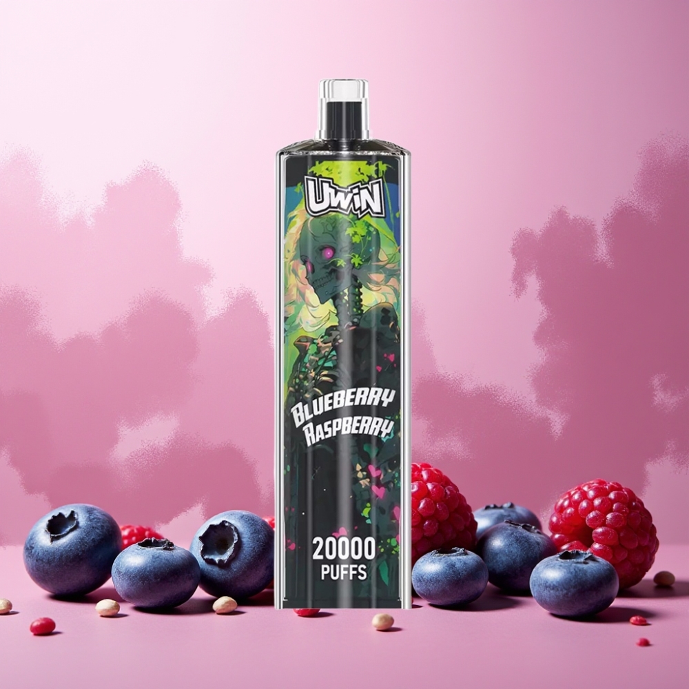 Uwin Shisha Hookah Crystal Norge Engros 20000 Puffs 22ml Type-C Blåbær Bringebær