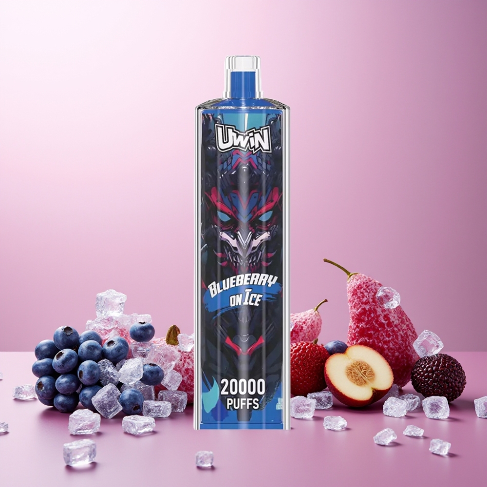 Uwin Shisha Hookah Crystal Norge Engros 20000 Puffs Blåbær På Is Med 22ml Kapasitet, 650 mAh Batteri & Type-C Lading