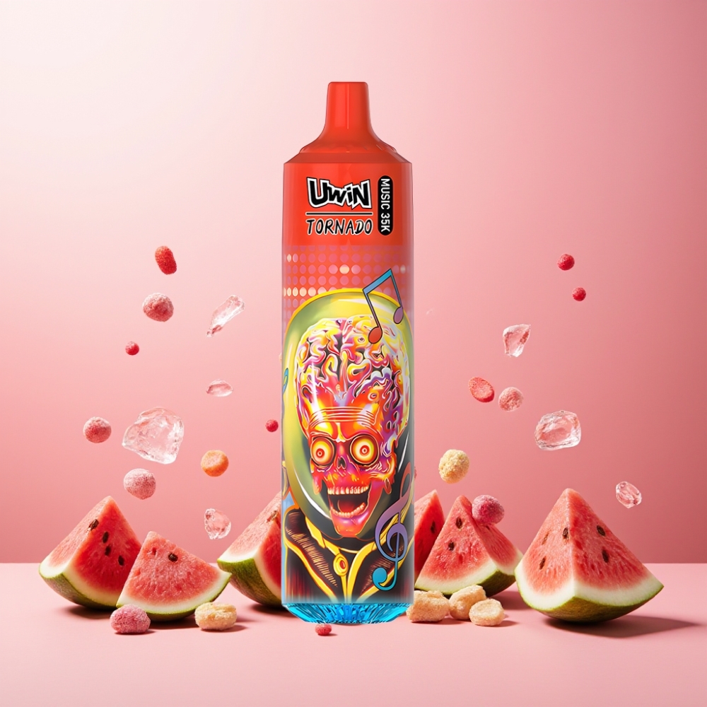 Norge engros Uwin Tornado 35K Music Vape til engangsbruk 35.000 puffs 600mAh Type-C Vannmelon Is
