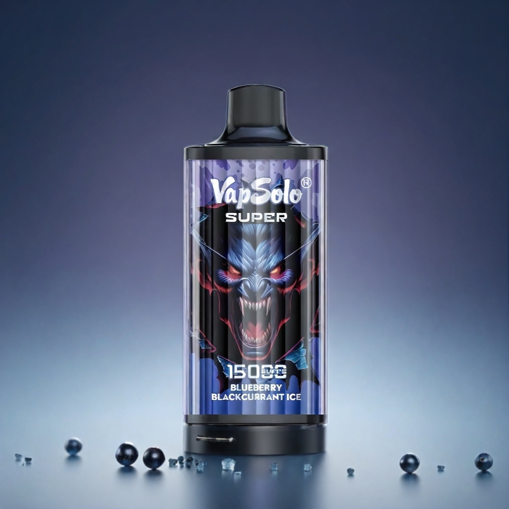 Vapsolo Super 15000 Puffs Norge Engros Disposable Vape Blåbær Solbær Is 40ml 850mAh Type-C