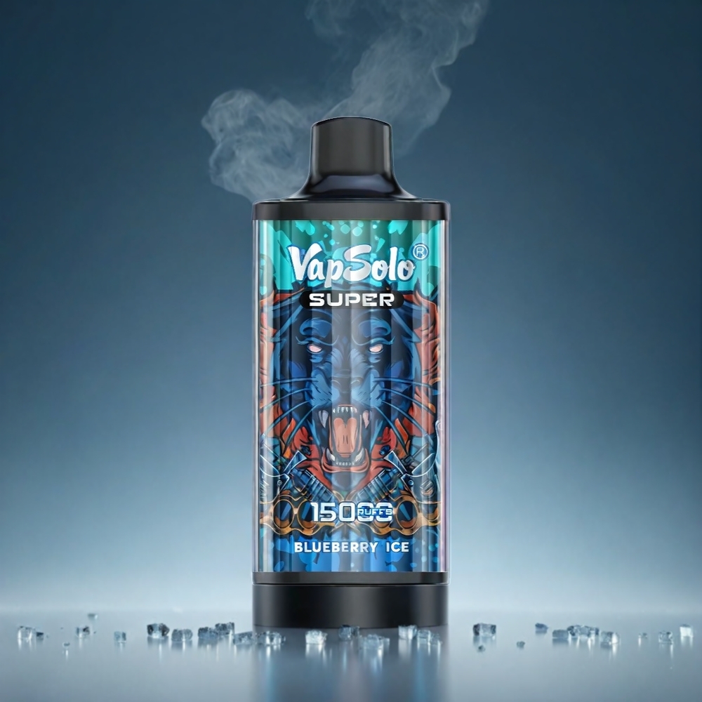 Vapsolo Super 15000 Puffs Norge Engros Vape Blåbær Is – 40ml E-Liquid, 850mAh Mesh Coil, Type-C Lading
