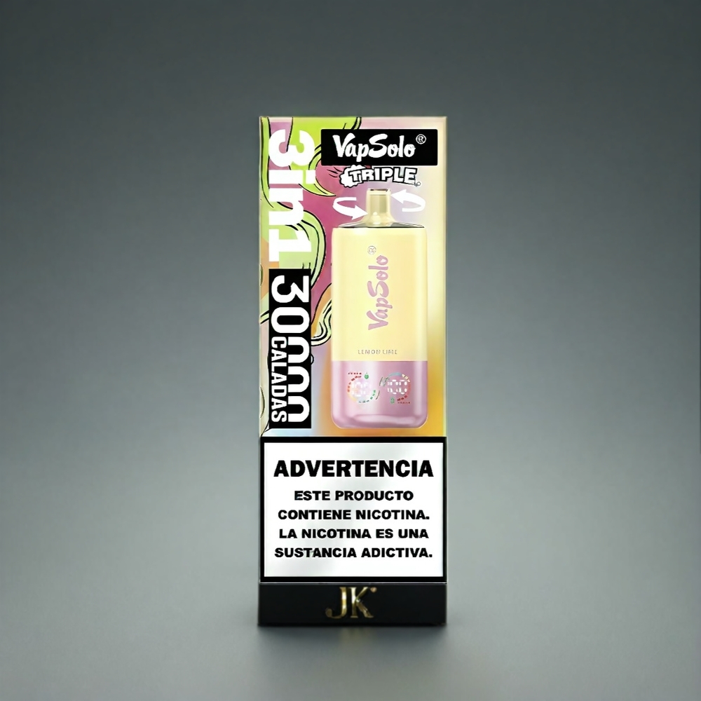 VapSolo Tripe 30000 Puffs Norge Engros – 40ml E-Liquide, 3 Oljetanker, Type-C Lading, Sitron Lime