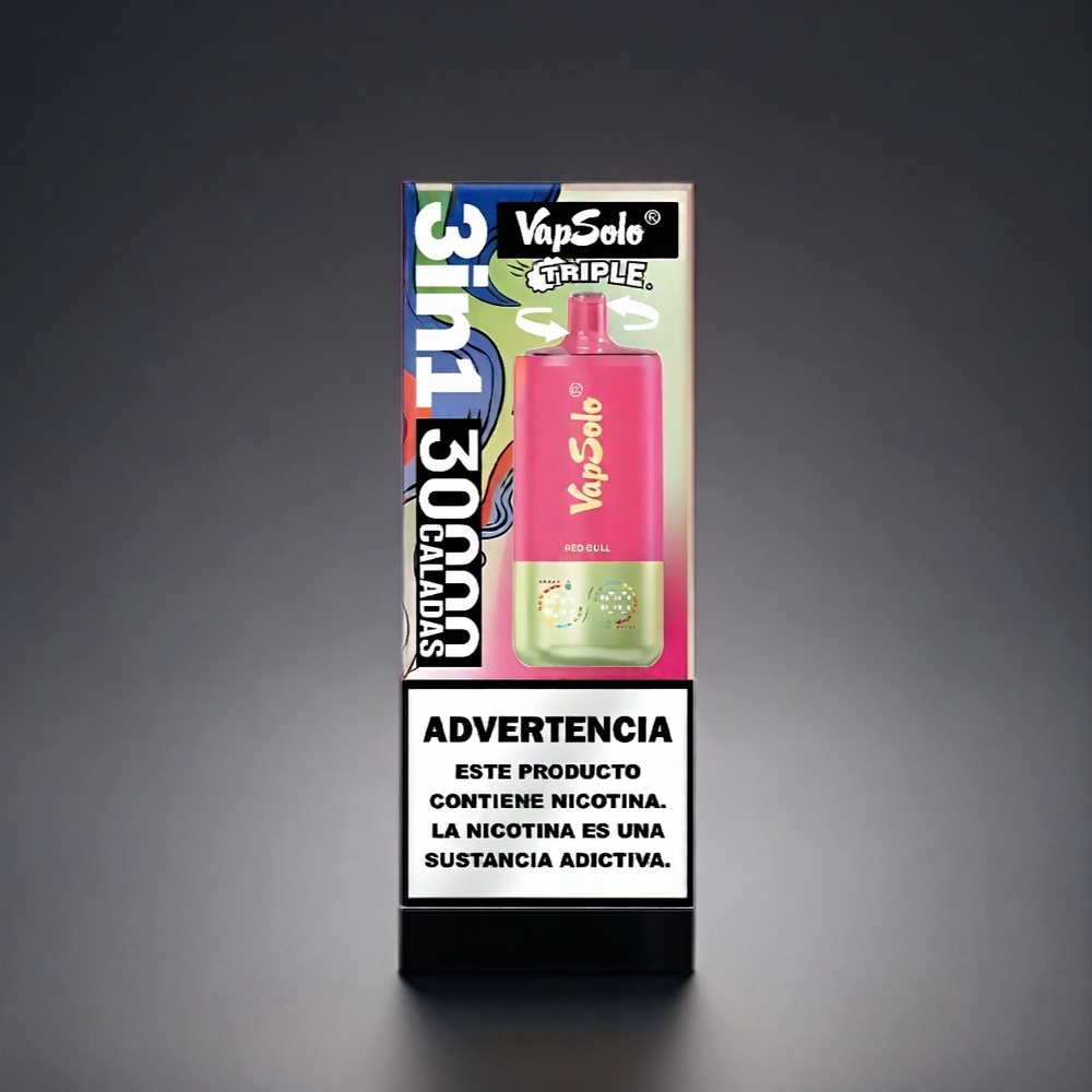 VapSolo Tripe Norge Engros 30000 Puffs 40ml 3 Tank Type-C Vape Red Bull