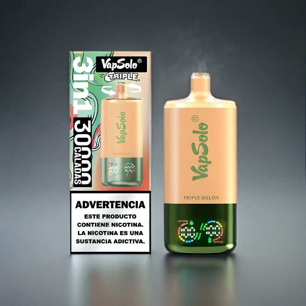 VapSolo Tripe Norge Engros 30000 Puffs Vape Type-C Triple Melon 40ml 20mg/50mg Nicotine