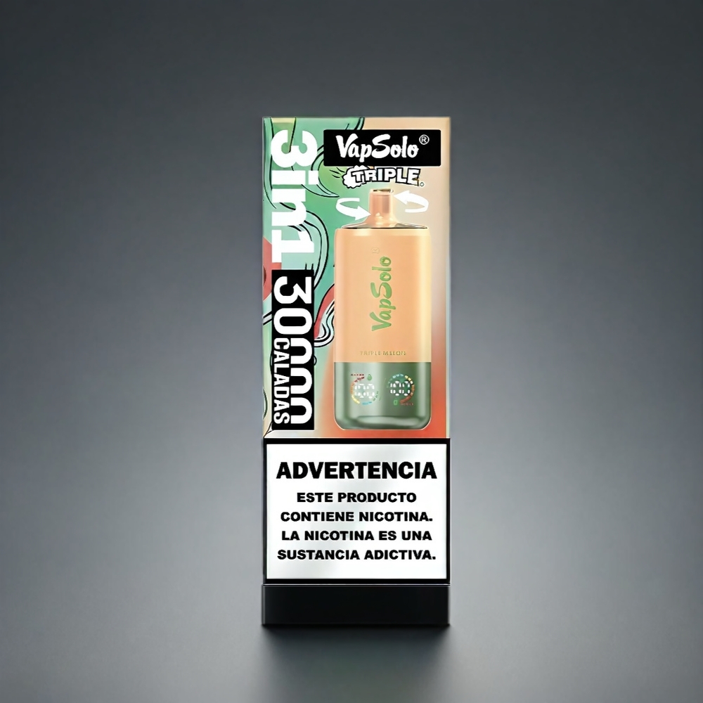 VapSolo Tripe Norge Engros 30000 Puffs Vape Type-C Triple Melon 40ml 20mg/50mg Nicotine