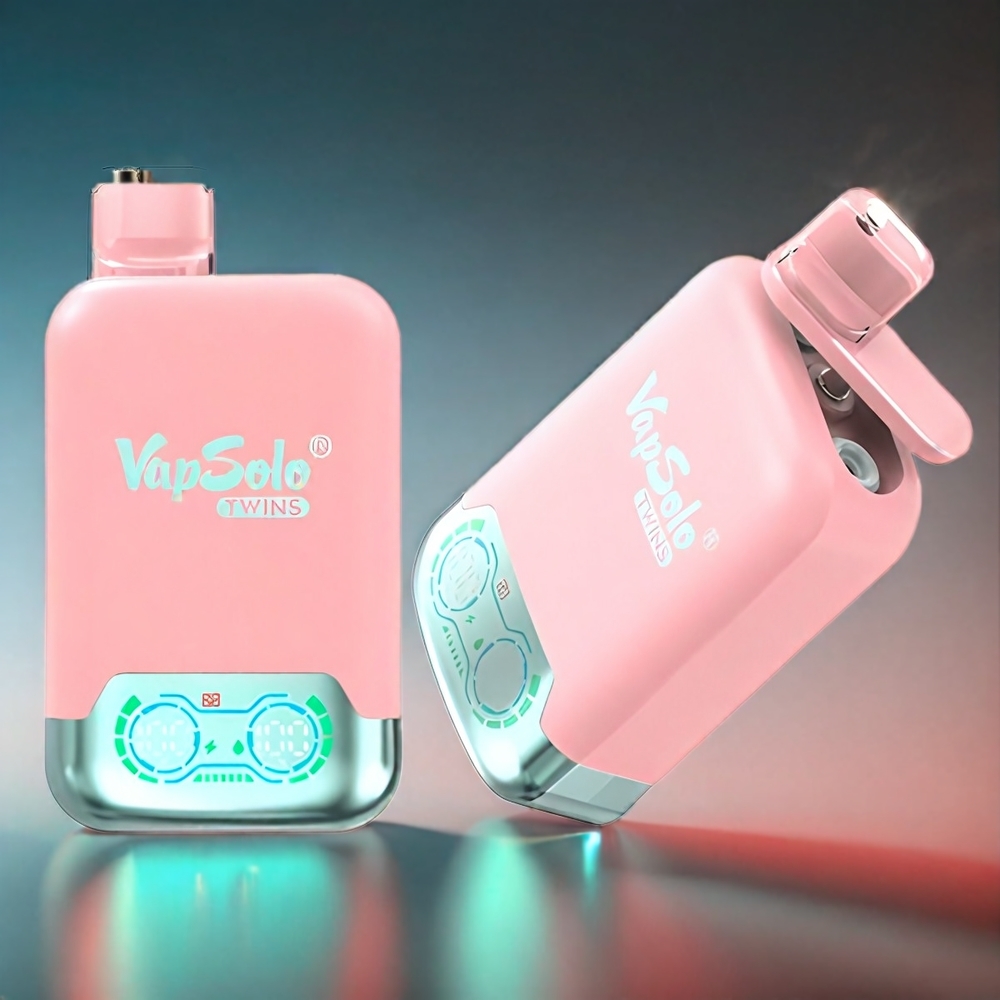 Vapsolo Twins 20000 Puffs Norge Engros E-Sigarett med Jordbæris & Mango Peach Vannmelon, Type-C, 40 ml, 2 Tanker