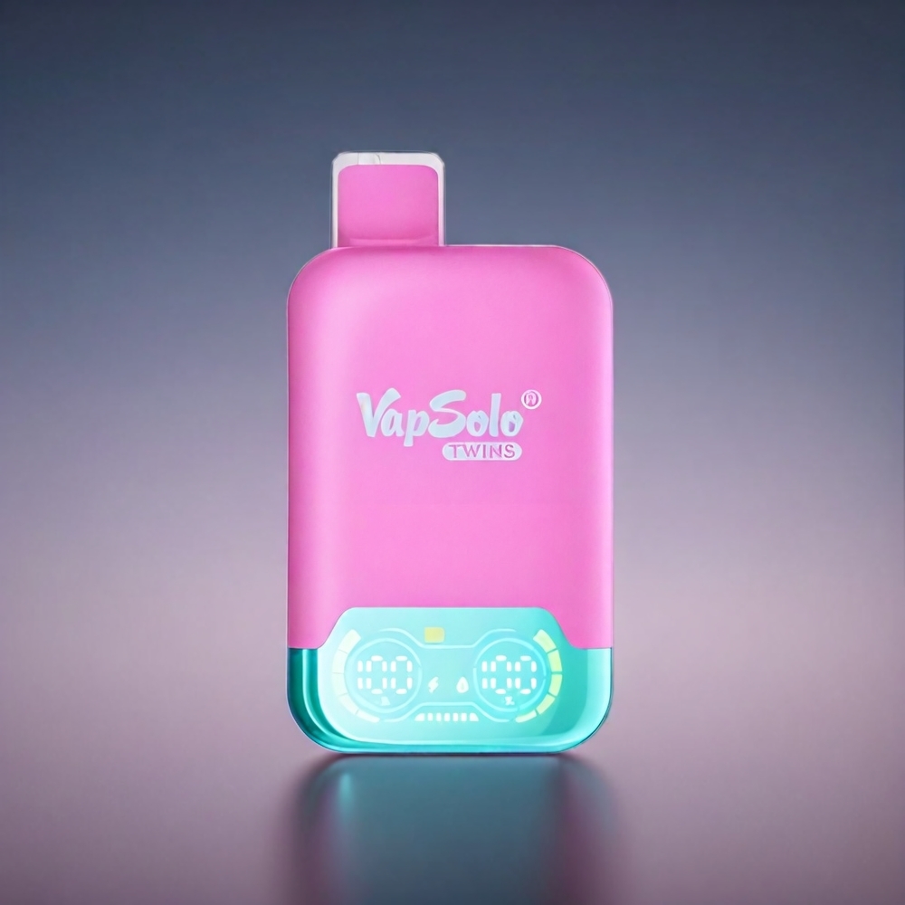 Vapsolo Twins 20000 Puffs Norge Engros – Jordbær, Bringebær, Kirsebær Is & Drue Is – 40 ml E-Liquid, Type-C Lading