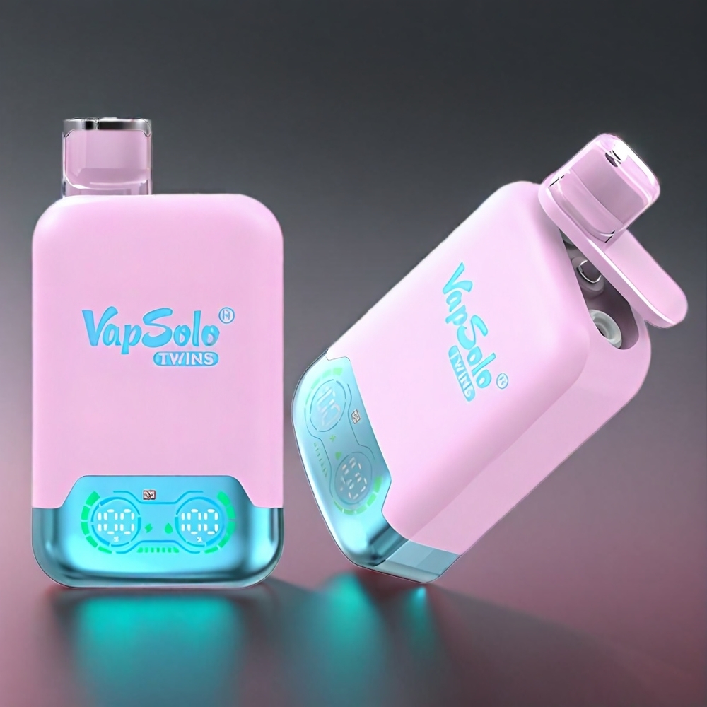 Vapsolo Twins 20000 Puffs Norge Engros – Svart Is Dragefrukt Jordbær & Bringebær Vannmelon, 40 ml E-Væske, 20mg/ml eller 50mg/ml Nikotin, Type-C Lading