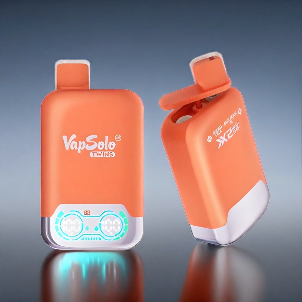 Vapsolo Twins 20000 Puffs Norge Engros Vape Kirsebær Cola & Saftig Fersken Is – 40 ml E-Liquid, Type-C Lading, 2 Tanker, 20mg/ml eller 50mg/ml Nikotin