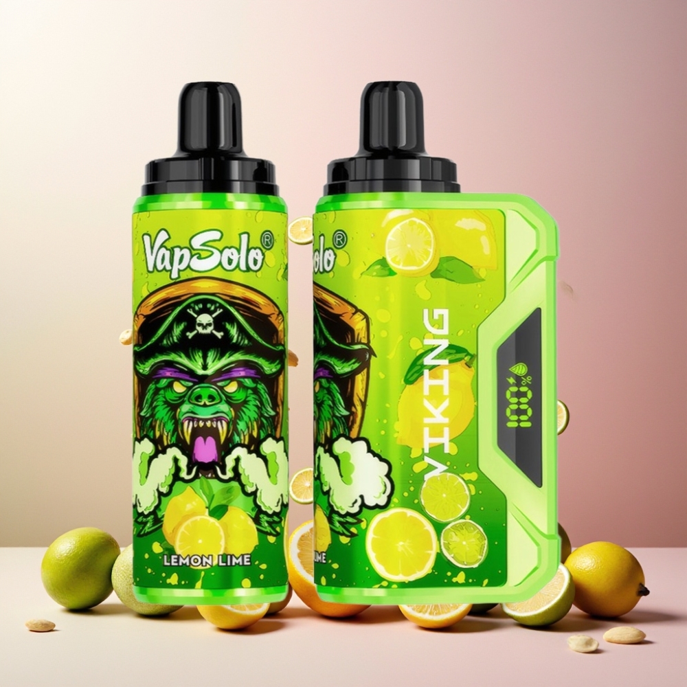 VapSolo VIKING 12000 Puffs Norge Engros Vape til engangsbruk Sitron Lime med 22ml E-Liquid, Type-C-lading & LED-skjerm