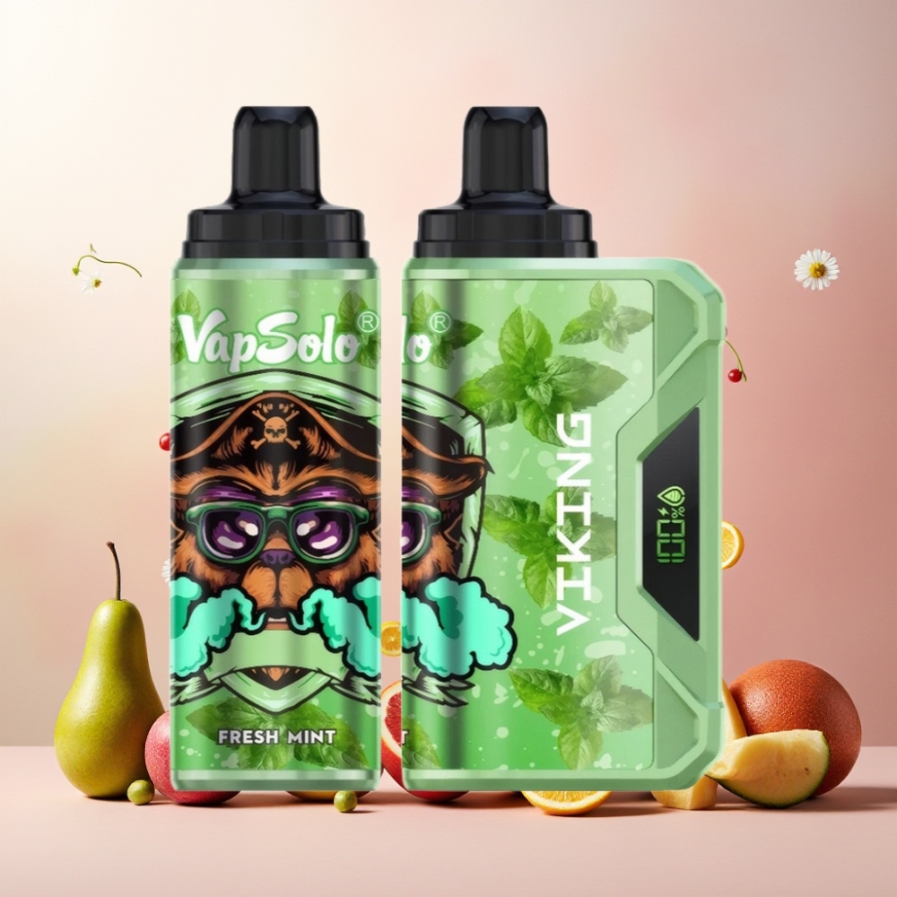 VapSolo VIKING Norge Engros 12000 Puffs 22ml E-Liquid 20/50 mg/ml Nicotine Type-C Ladning Friskmint Vape til engangsbruk