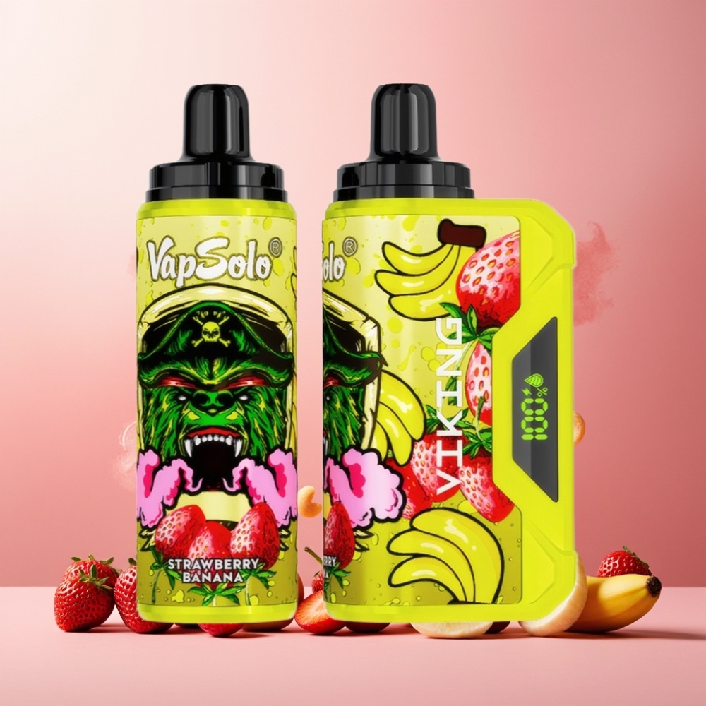 VapSolo VIKING Norge Engros 12000 Puffs 22ml Vape til engangsbruk Jordbær Banan Type-C Ladning