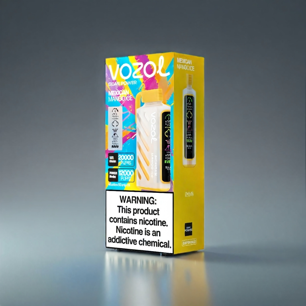 VOZOL Gear Power 20000 Puffs Norge Engros – Dual Mesh Coil, Full Screen Display, 20mL E-Liquid – Mexikansk Mango Is 5% (50mg)