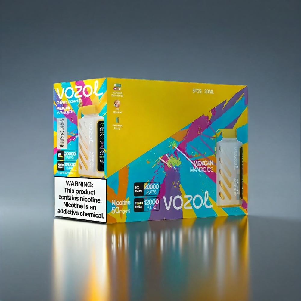 VOZOL Gear Power 20000 Puffs Norge Engros – Dual Mesh Coil, Full Screen Display, 20mL E-Liquid – Mexikansk Mango Is 5% (50mg)