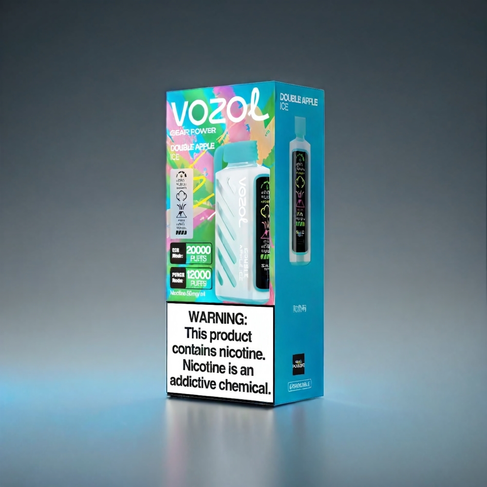 VOZOL Gear Power 20000 Puffs Norge engros – Dobbel Eple Is med S.i.L.C. Tech, Dual Mesh Coil, Full Skjerm, 20mL, 5% Nikotin