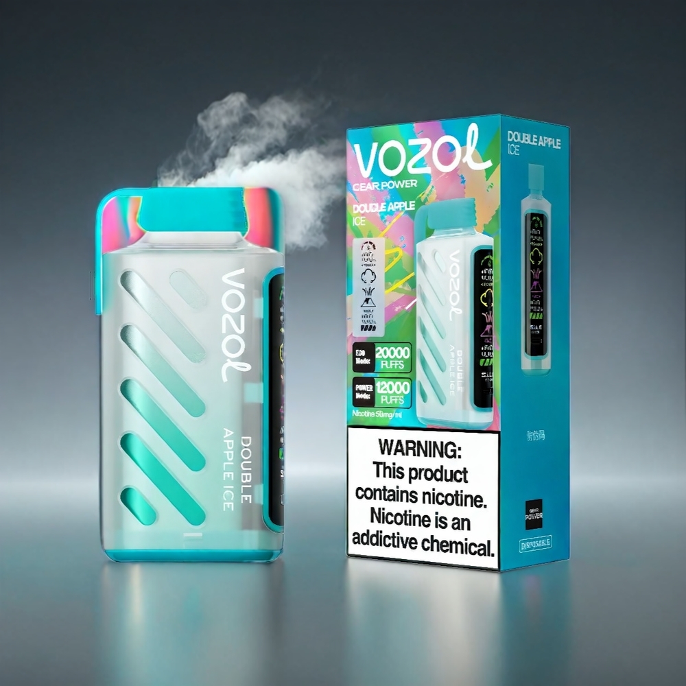 VOZOL Gear Power 20000 Puffs Norge engros – Dobbel Eple Is med S.i.L.C. Tech, Dual Mesh Coil, Full Skjerm, 20mL, 5% Nikotin