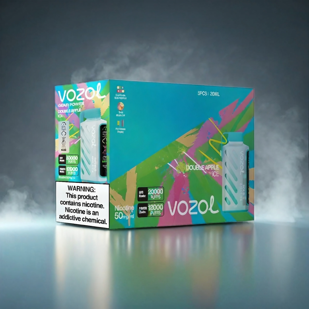 VOZOL Gear Power 20000 Puffs Norge engros – Dobbel Eple Is med S.i.L.C. Tech, Dual Mesh Coil, Full Skjerm, 20mL, 5% Nikotin