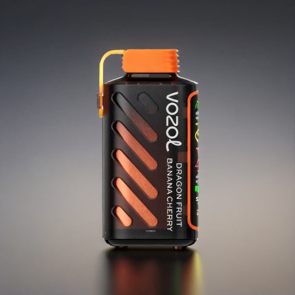 VOZOL Gear Power 20000 Puffs Norge engros med 20mL e-væske, 5% nikotin, dragefrukt, banan og kirsebær, Dual Mesh Coil og Full Screen Display