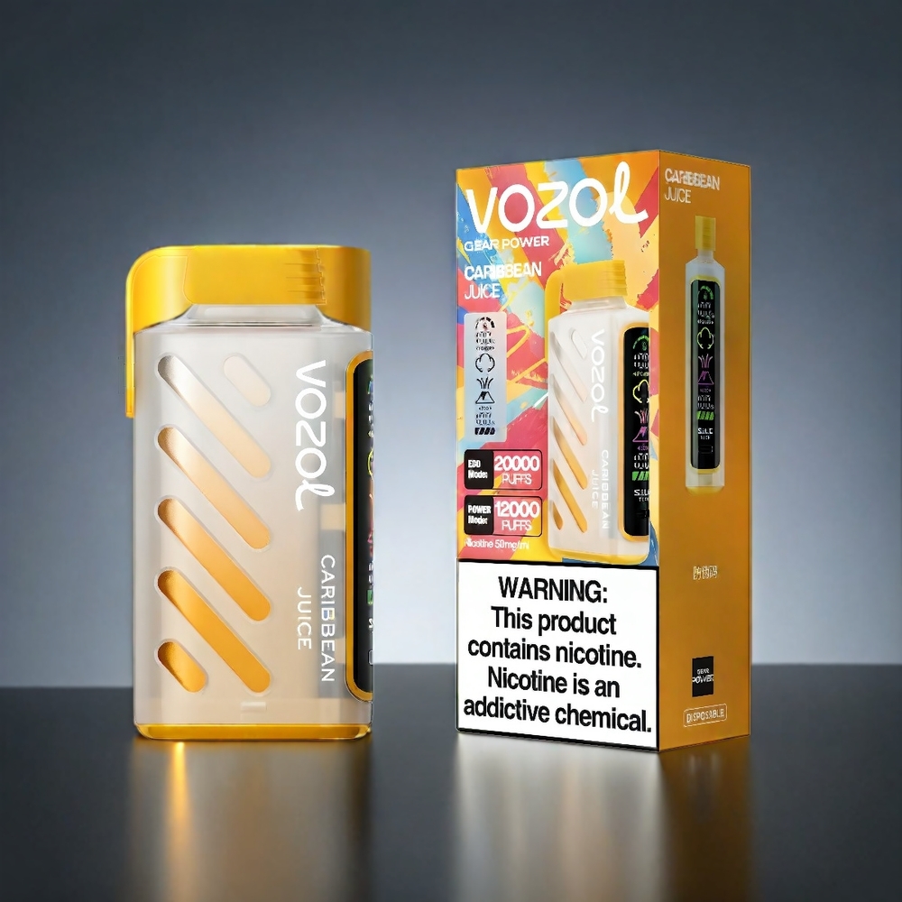 VOZOL Gear Power Norge Engros 20000 Puffs Dual Mesh Coil Full Screen Display Caribbean Juice 20mL 5%(50mg) S.i.L.C. Tech