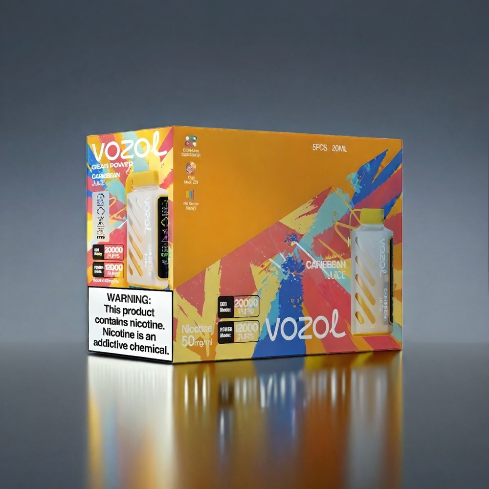 VOZOL Gear Power Norge Engros 20000 Puffs Dual Mesh Coil Full Screen Display Caribbean Juice 20mL 5%(50mg) S.i.L.C. Tech