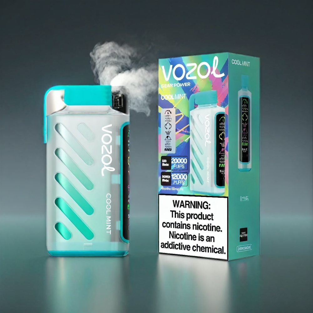 VOZOL Gear Power Norge engros 20000 Puffs Dual Mesh Coil Full Skjerm Display Kjølig Mynte 20mL 5%(50mg)