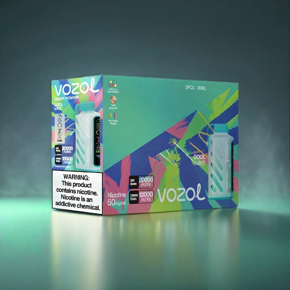 VOZOL Gear Power Norge engros 20000 Puffs Dual Mesh Coil Full Skjerm Display Kjølig Mynte 20mL 5%(50mg)