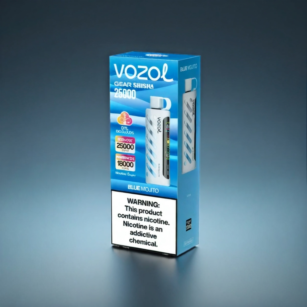 VOZOL Gear Shisha 25000 Puffs Norge Engros – 30 Smaker, Dual Mesh Dual Modes, 1000mAh Batteri, Blå Mojito