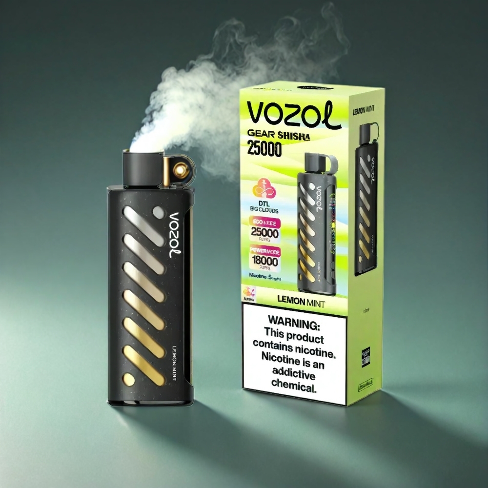 VOZOL Gear Shisha 25000 Puffs Norge Engros – 30 Smaker, Dual Mesh Dual Modes, 1000mAh Batteri, Sitron Mynte