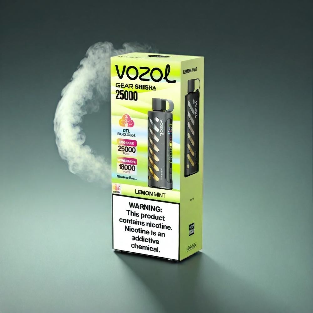 VOZOL Gear Shisha 25000 Puffs Norge Engros – 30 Smaker, Dual Mesh Dual Modes, 1000mAh Batteri, Sitron Mynte