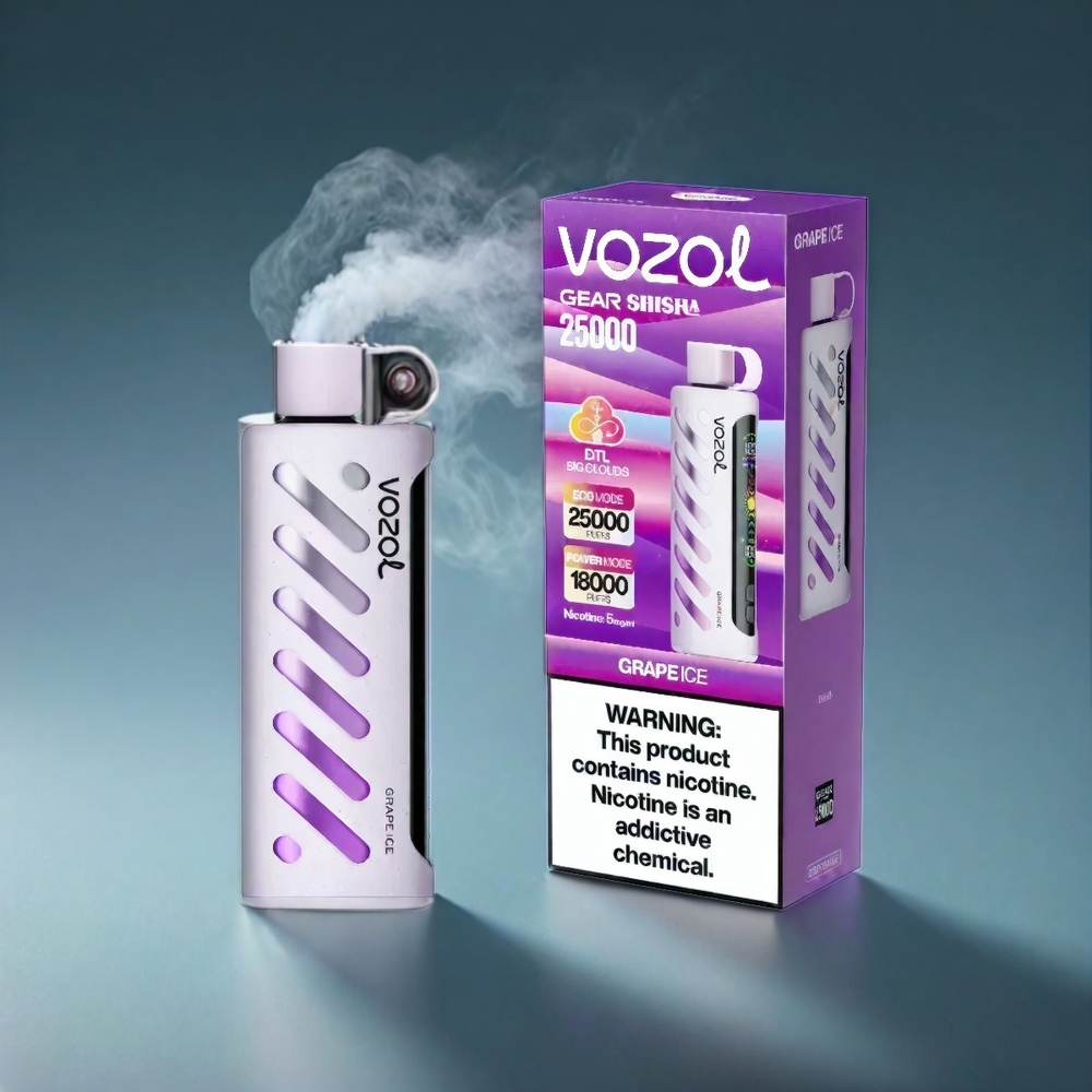VOZOL Gear Shisha 25000 Puffs Norge Engros – 30 Smaker, Dual Mesh Dual Modes, 1000mAh, Grape Ice (Druis Is)