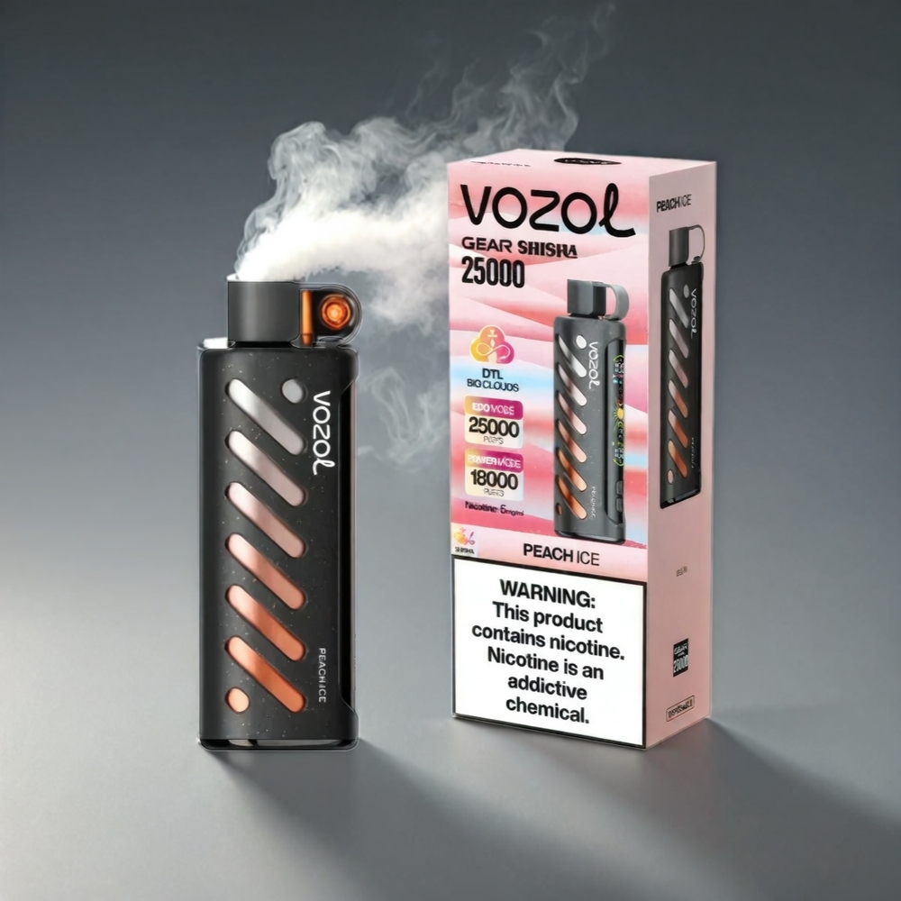 VOZOL Gear Shisha 25000 Puffs Norge Engros – 30 Smaker, S.i.L.C Tech, Dual Mesh Dual Modes, 1000mAh Batteri, Fersken Is