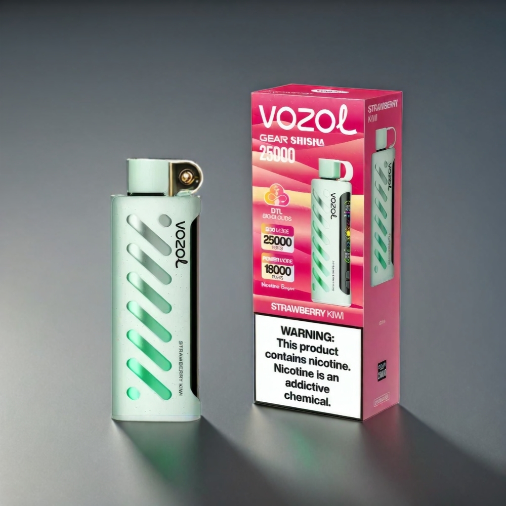 VOZOL Gear Shisha 25000 Puffs Norge Engros – Jordbær Kiwi – Dual Mesh Modus, S.i.L.C Tech, 1000mAh Batteri, 3mg/ml & 5mg/ml Nikotin