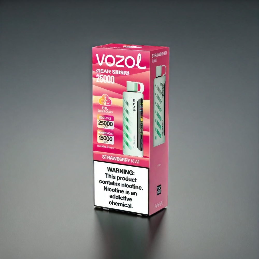 VOZOL Gear Shisha 25000 Puffs Norge Engros – Jordbær Kiwi – Dual Mesh Modus, S.i.L.C Tech, 1000mAh Batteri, 3mg/ml & 5mg/ml Nikotin