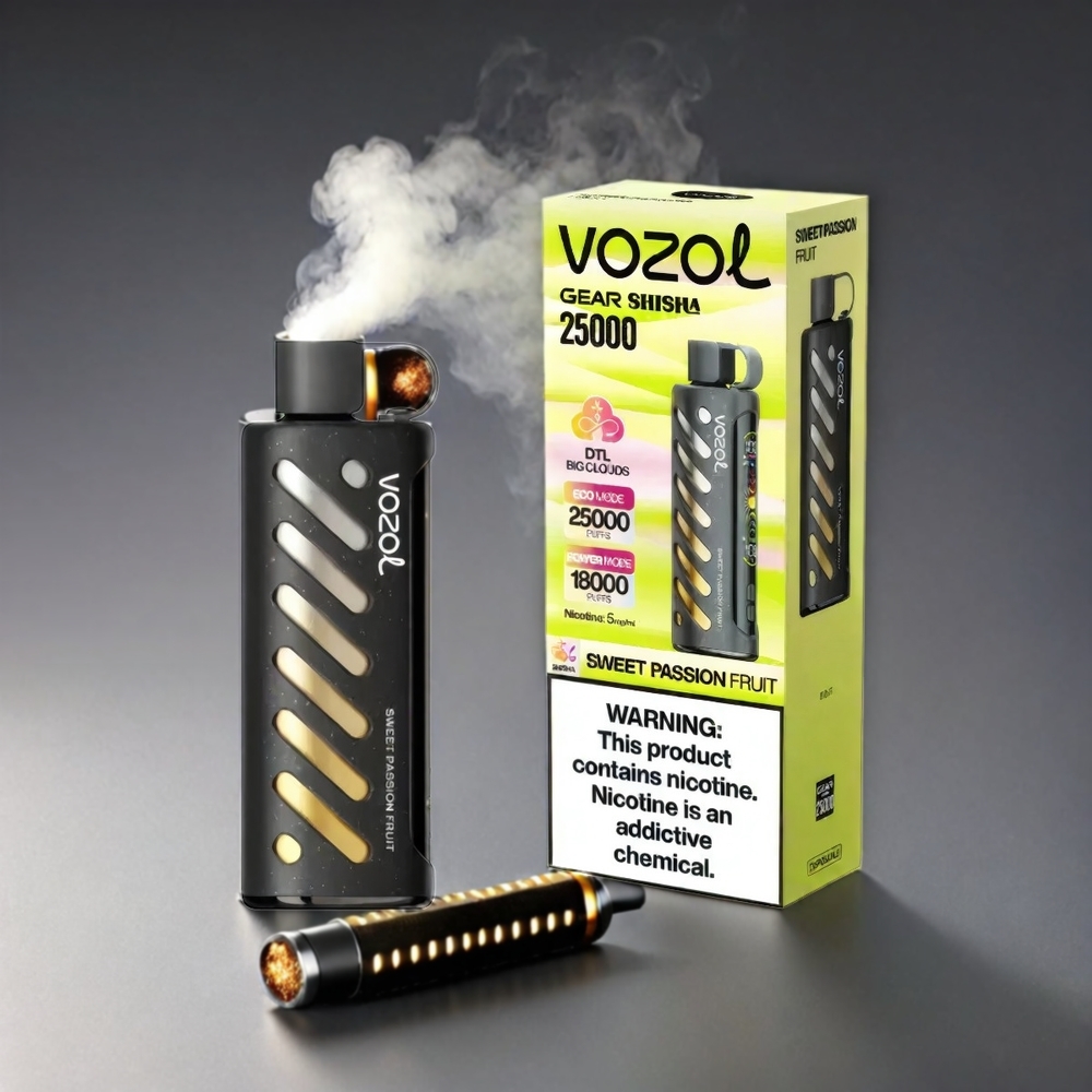 VOZOL Gear Shisha 25000 Puffs Norge Engros – Søt Passionsfrukt med S.i.L.C Tech, Dual Mesh Dual Modes, 1000mAh Batteri