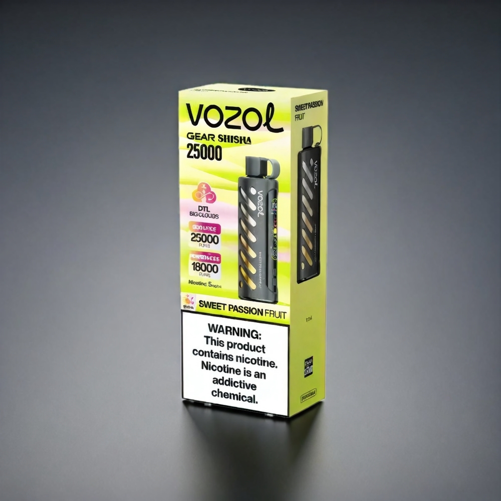 VOZOL Gear Shisha 25000 Puffs Norge Engros – Søt Passionsfrukt med S.i.L.C Tech, Dual Mesh Dual Modes, 1000mAh Batteri
