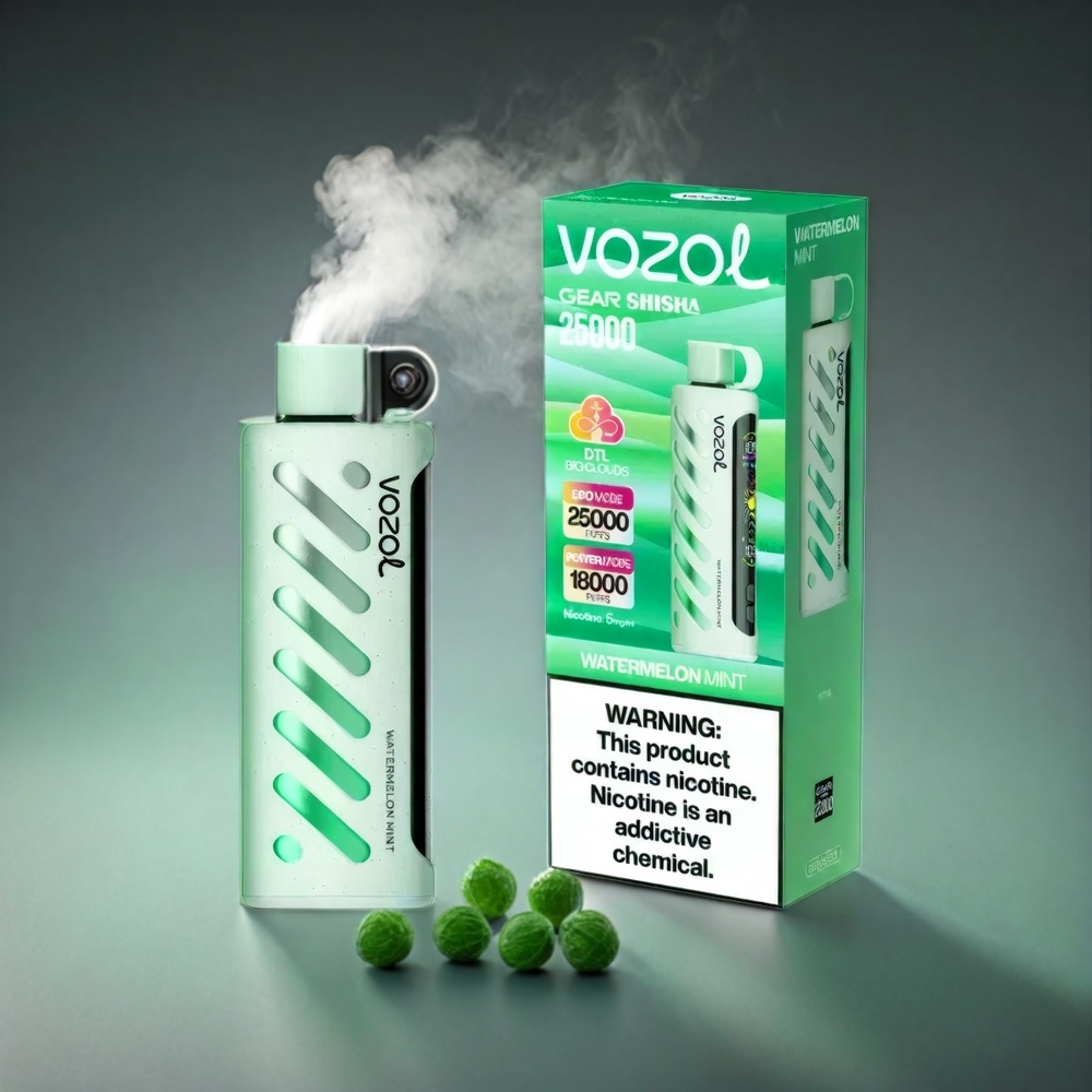 VOZOL Gear Shisha 25000 Puffs Norge Engros – Vannmelon Mynte, Dual Mesh Modes, 1000mAh, S.i.L.C Tech, 30 Smaker
