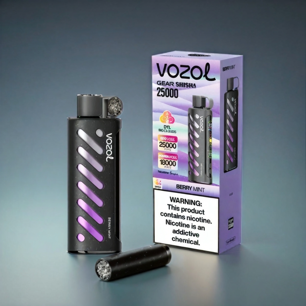 VOZOL Gear Shisha 25000 Puffs Norge Engros med 30 Smaker, Dual Mesh, 1000mAh og Berry Mynte