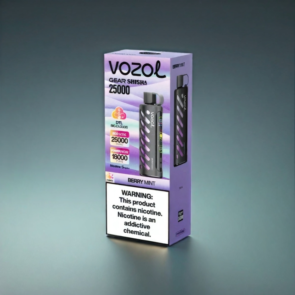 VOZOL Gear Shisha 25000 Puffs Norge Engros med 30 Smaker, Dual Mesh, 1000mAh og Berry Mynte