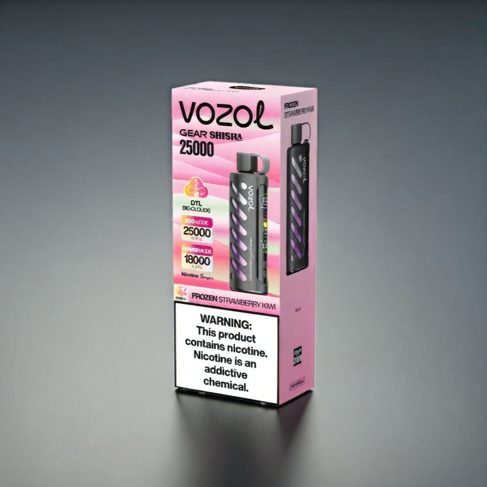 VOZOL Gear Shisha Norge Engros 25000 Puffs – 30 Smaker, Dual Mesh Dual Modes, 1000mAh Battery, Frossen Jordbær Kiwi