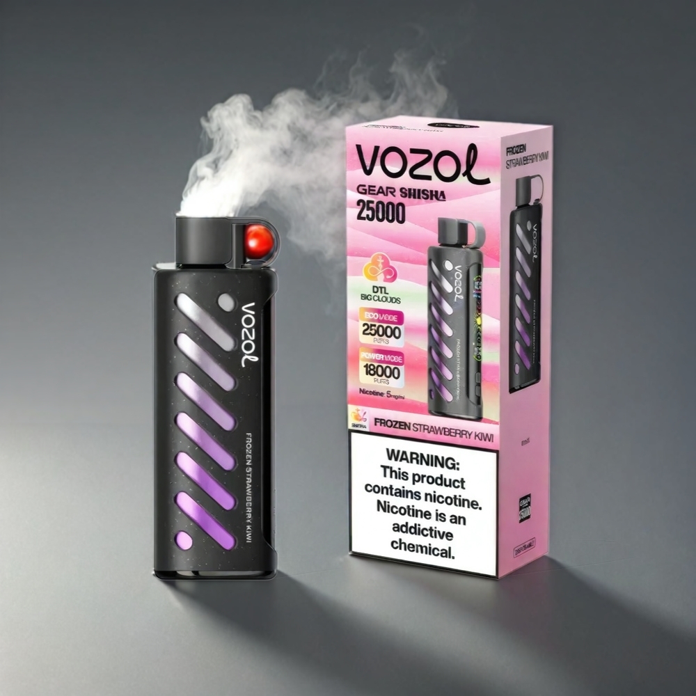 VOZOL Gear Shisha Norge Engros 25000 Puffs – 30 Smaker, Dual Mesh Dual Modes, 1000mAh Battery, Frossen Jordbær Kiwi