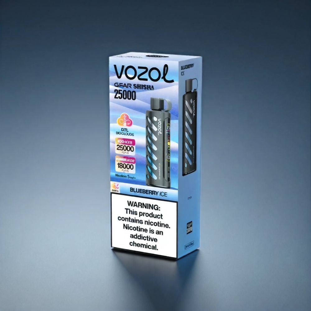 VOZOL Gear Shisha Norge engros 25000 Puffs Blåbær Is med S.i.L.C Tech og 1000mAh batteri