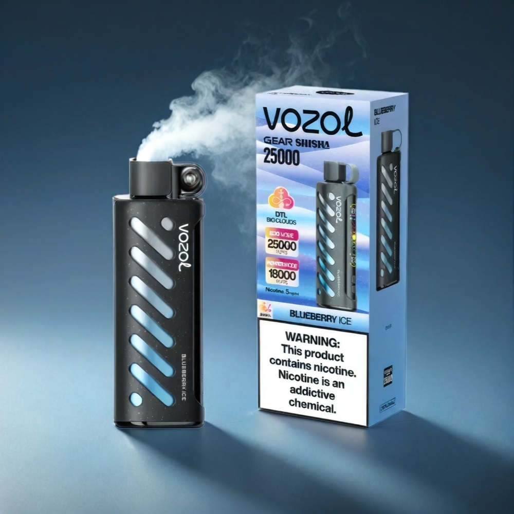 VOZOL Gear Shisha Norge engros 25000 Puffs Blåbær Is med S.i.L.C Tech og 1000mAh batteri