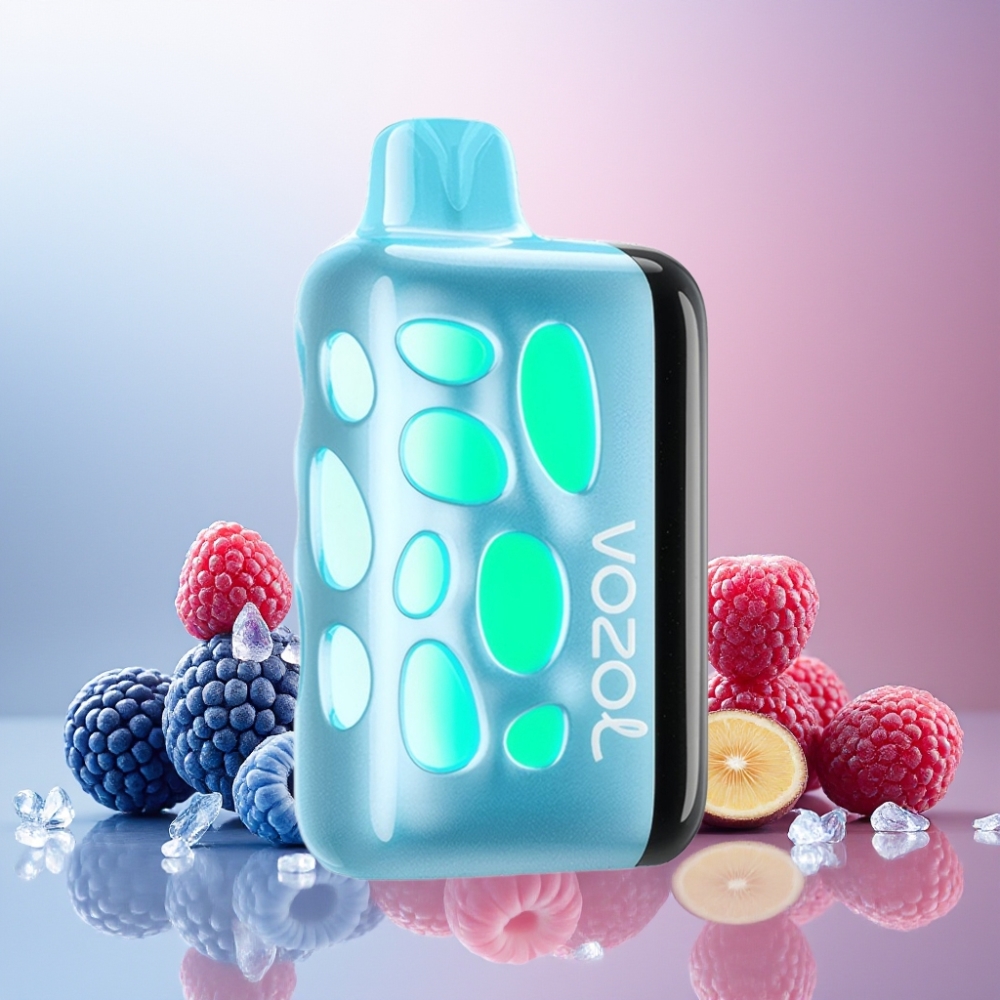 VOZOL RAVE 40000 Norge Engros – 1000mAh Batteri, 80% Ladning på 20 Min, Beat-Synced Party Mode, Blå Bringebær Is